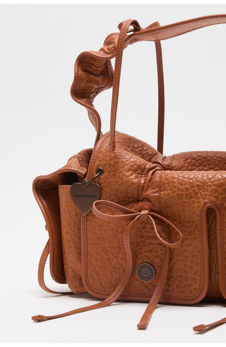 Acne Studios Multipocket Big Grainy Leather Shoulder Bag, Alternate, color, Cognac Brown