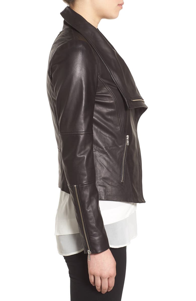 Trouvé Drape Front Leather Jacket, Alternate, color,