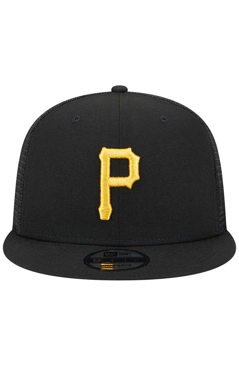 New Era Men's New Era Black Pittsburgh Pirates Team Color Trucker 9FIFTY Snapback Hat, Alternate, color, 