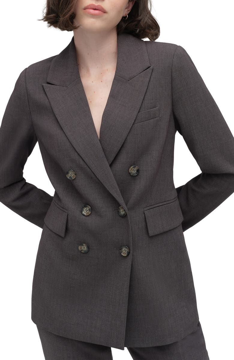 Favorite Daughter The Phoebe Double Breasted Blazer, Main, color, Grey Suiting