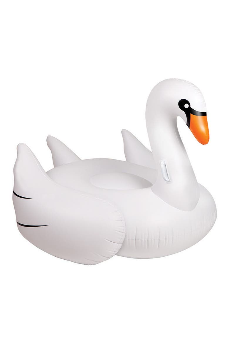 Inflatable Swan Pool Floatie, Main, color, WHITE
