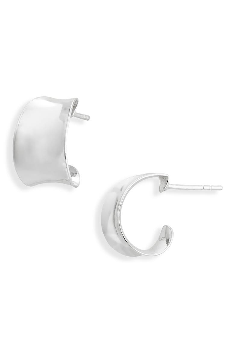 Wide Concave Hoop Earrings, Main, color, SILVER