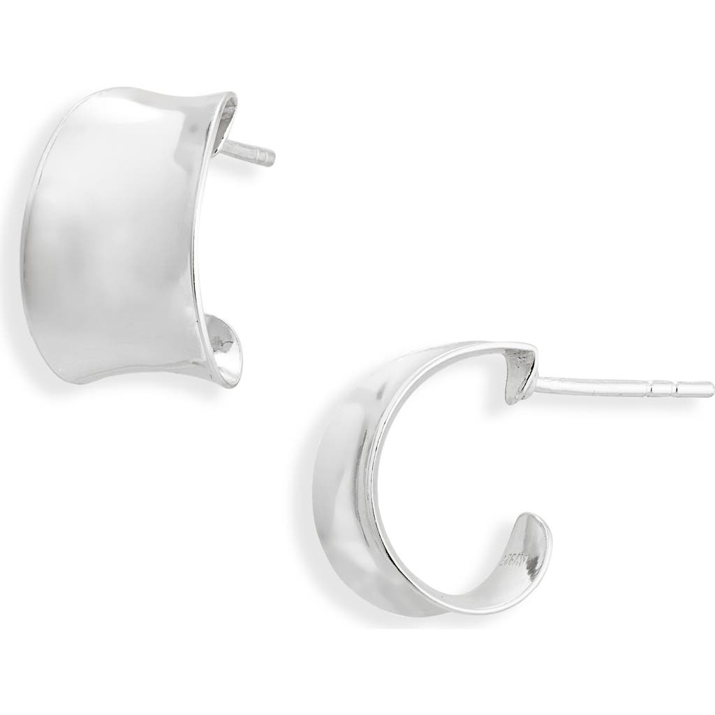 Argento Vivo Sterling Silver Wide Concave Hoop Earrings In Metallic