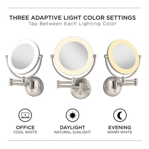 Zadro Lexington Lighted Wall Mounted Makeup Mirror With 10x/1x Magnification In Satin Nickel