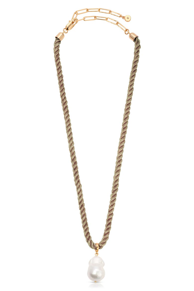 Rope Cord Freshwater Pearl Pendant Necklace, Alternate, color, BEIGE
