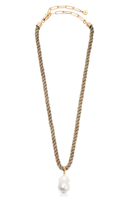 Ettika Rope Cord Freshwater Pearl Pendant Necklace In Beige