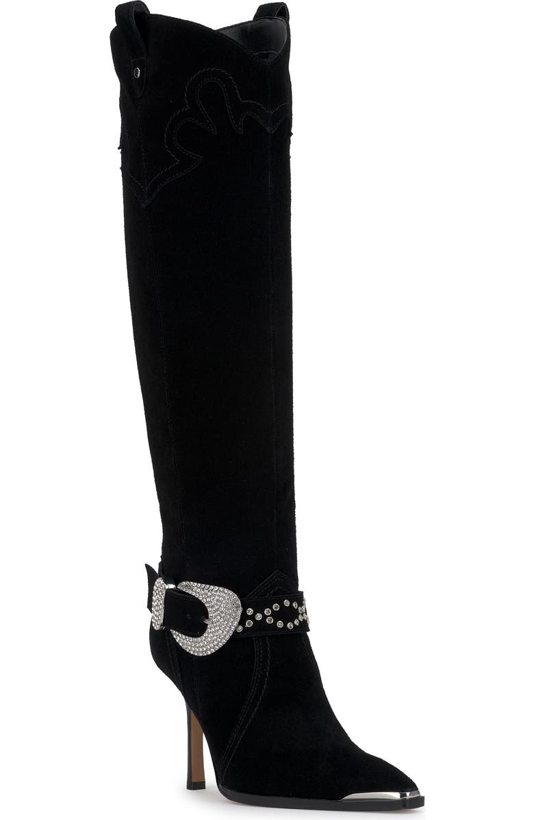 Jessica Simpson Kenzin Knee High Western Boot, Main, color, Black Oil Suede