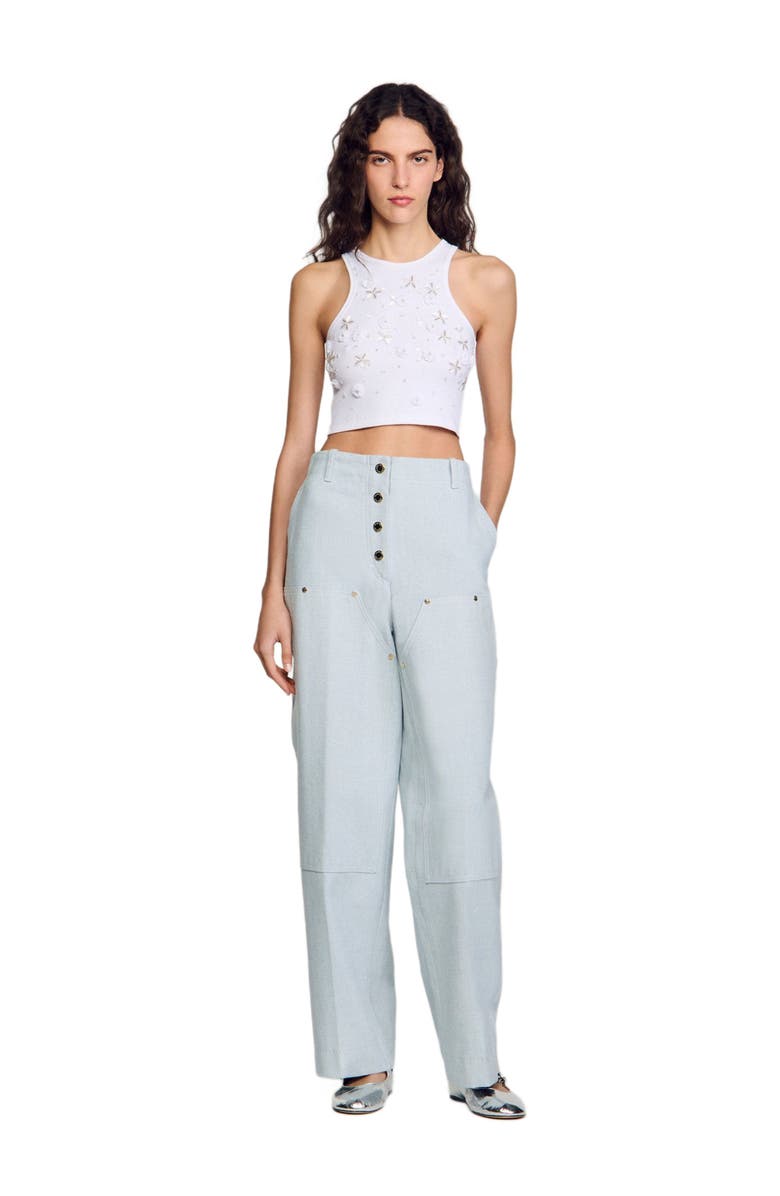 SANDRO Beaded and rhinestone tank top, Alternate, color, 