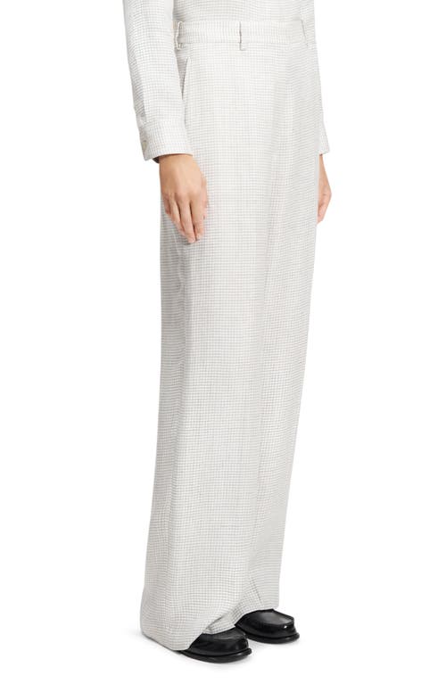 Theory B.mel Houndstooth Check Linen Blend Pants In Platinum Multi