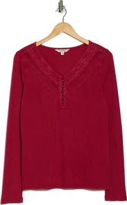 Lucky Brand Lace Trim Henley