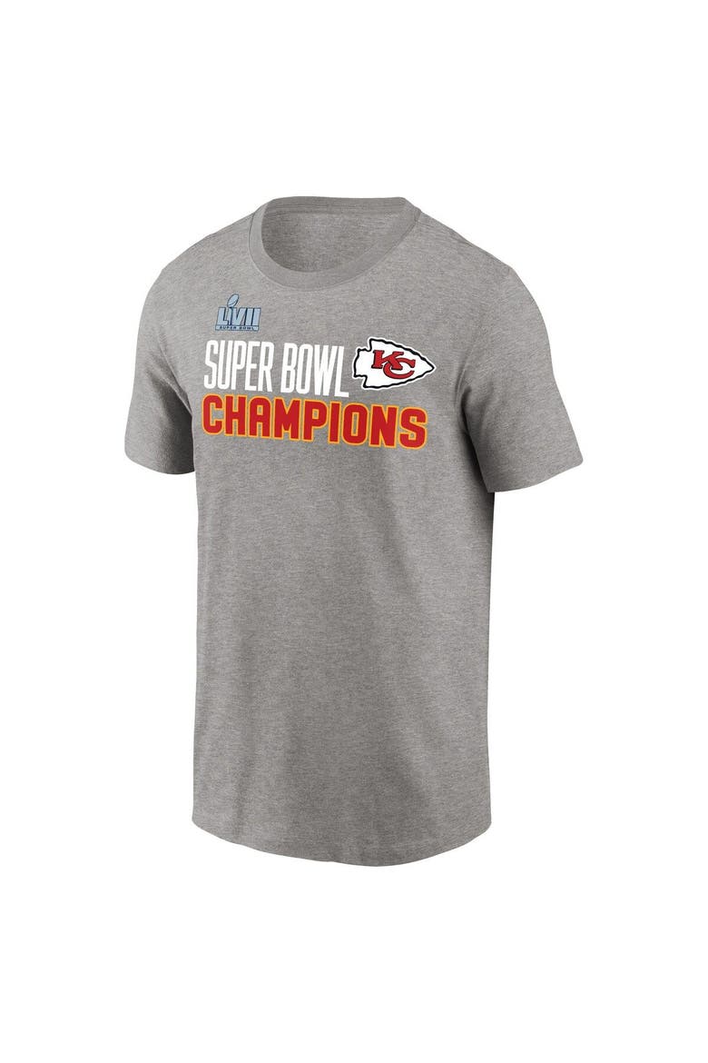 Men's Nike Heather Gray Kansas City Chiefs Super Bowl LVII Champions Roster T-Shirt, Alternate, color, Heather Charcoal
