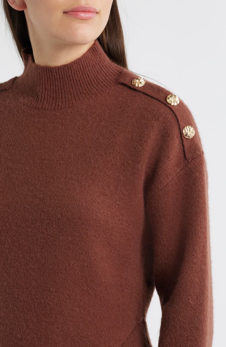 ZOE AND CLAIRE Chunky Long Sleeve Twofer Sweater Dress, Alternate, color, Brown