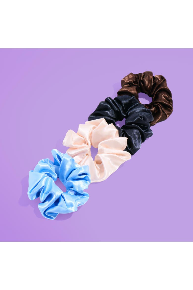 Large Satin Hair Scrunchies, Alternate, color, Brown
