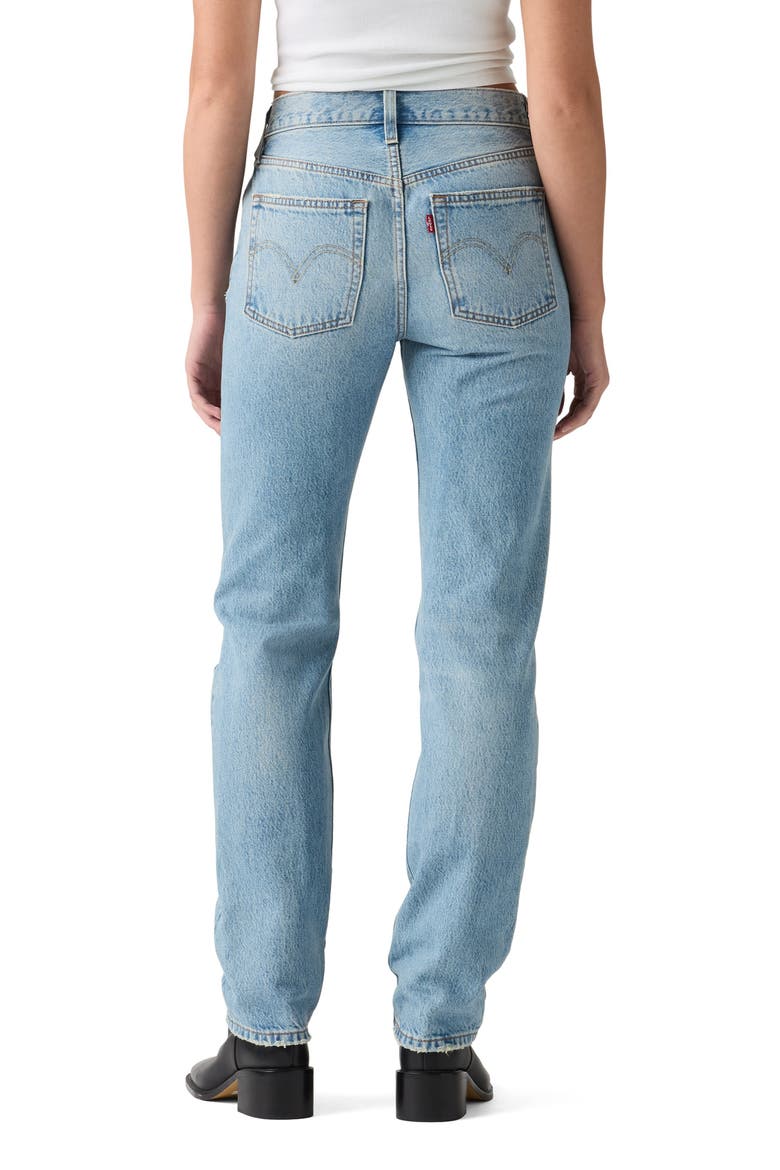 501 Distressed Straight Leg Jeans, Alternate, color, NEVER DOWN