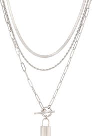 Adornia Padlock Layered Necklace