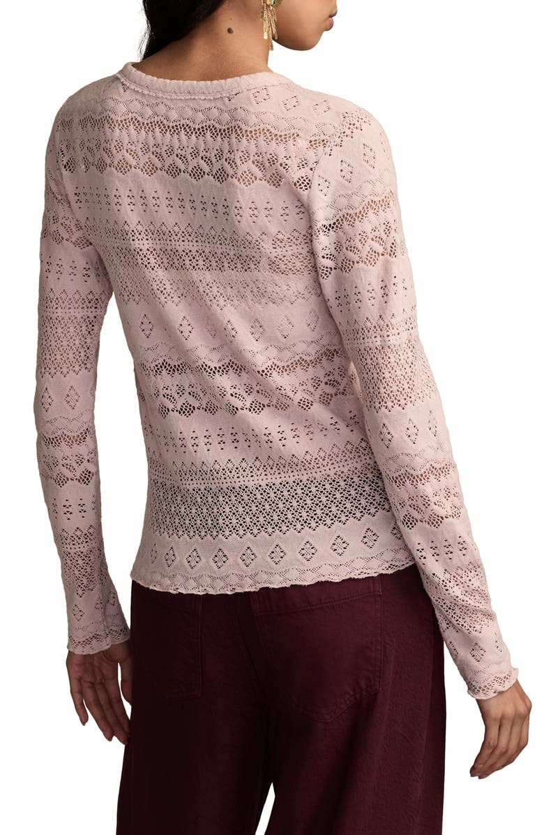 Lucky Brand Lace Long Sleeve Crewneck Top, Alternate, color, Sepia Rose