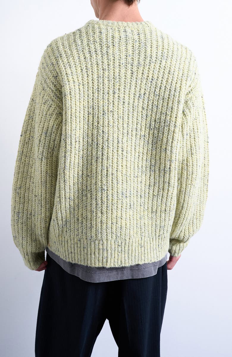 Topman Relaxed Fit Ribbed Knit Sweater, Alternate, color, Green