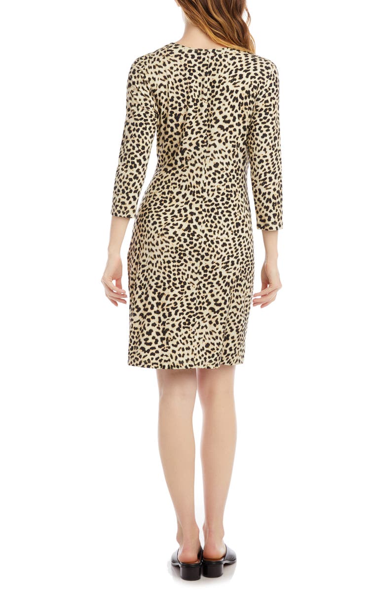 Karen Kane Leopard Cascade Faux Wrap Dress, Alternate, color, 
