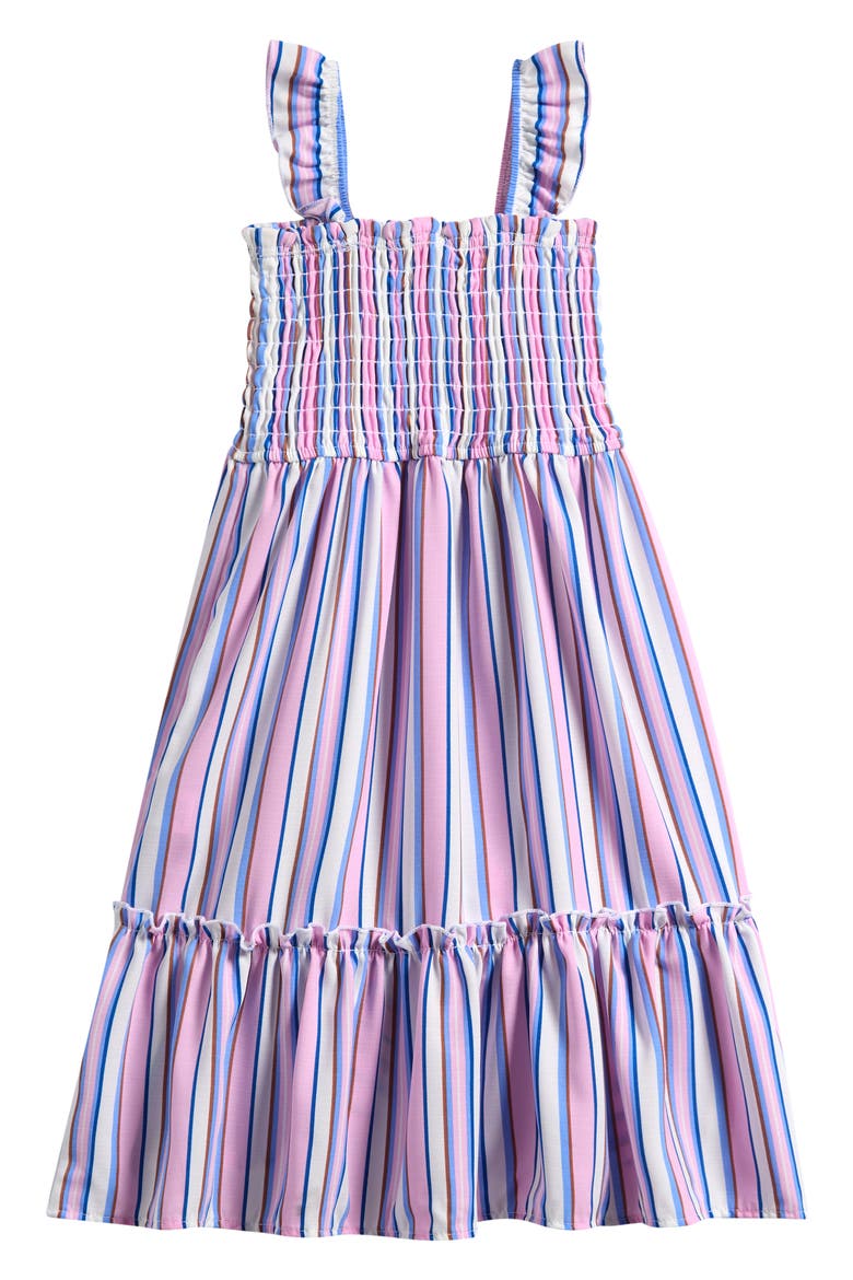 Kids' Ruffle Seersucker Dress, Alternate, color, MULTI STRIPE
