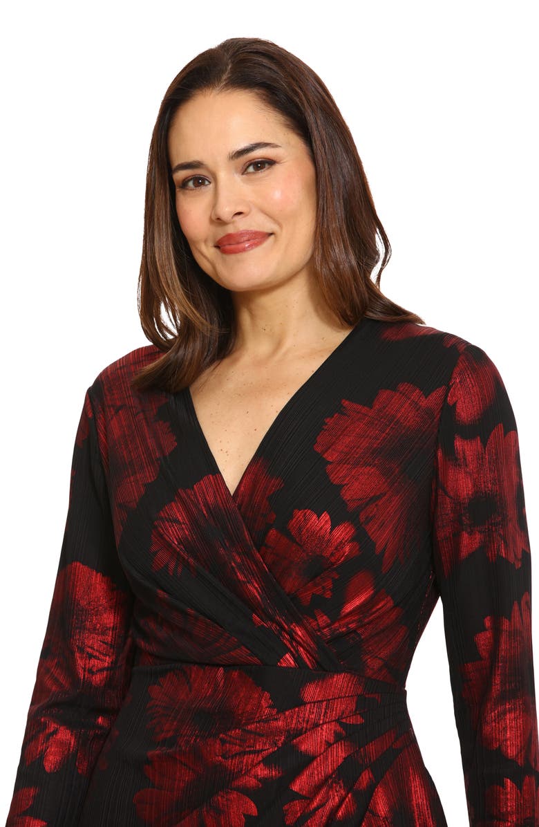 London Times Long Sleeve Sheath Dress, Alternate, color, Black/Red