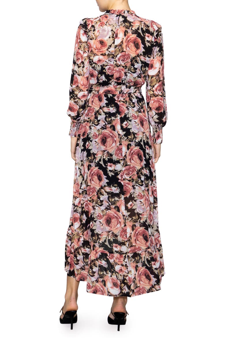 Print Long Sleeve Dress, Alternate, color, BLACK MULTI
