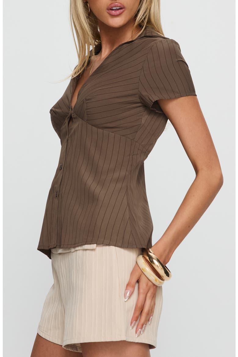 Life Begins Short Sleeve Shirt, Alternate, color, BROWN STRIPE