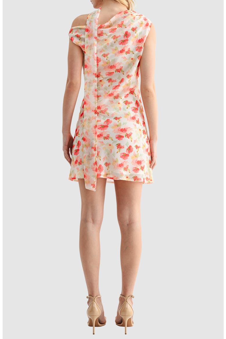 Floral Scarf Neck Minidress, Alternate, color, CREAM RED