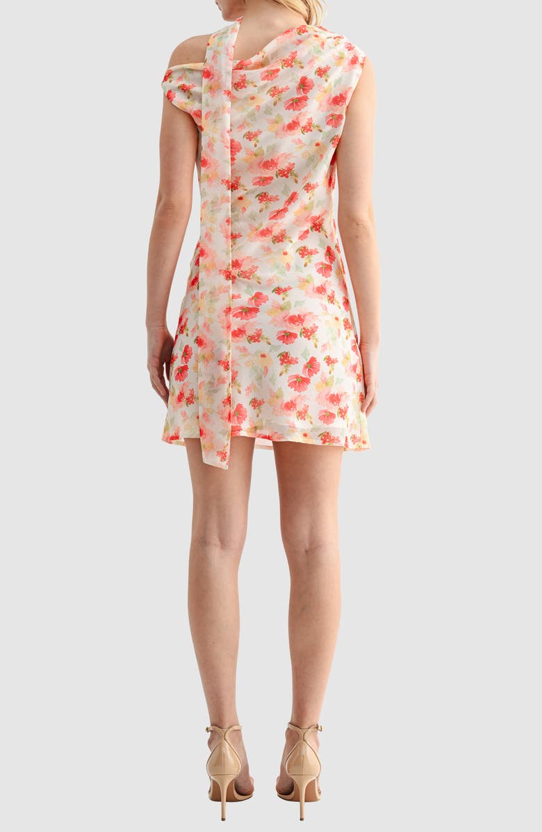 Lush Floral Scarf Neck Minidress, Alternate, color, Cream Red