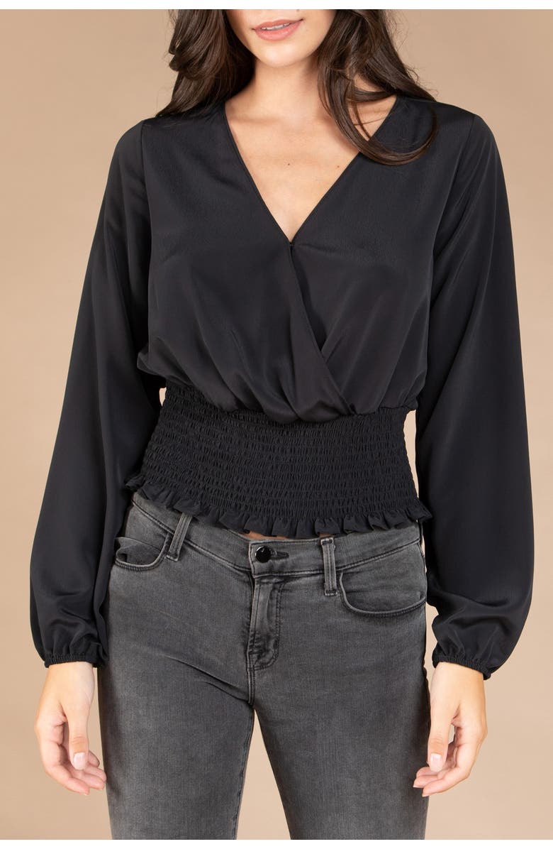 NAKED ZEBRA Smocked Surplice Neck Blouse, Main, color, 