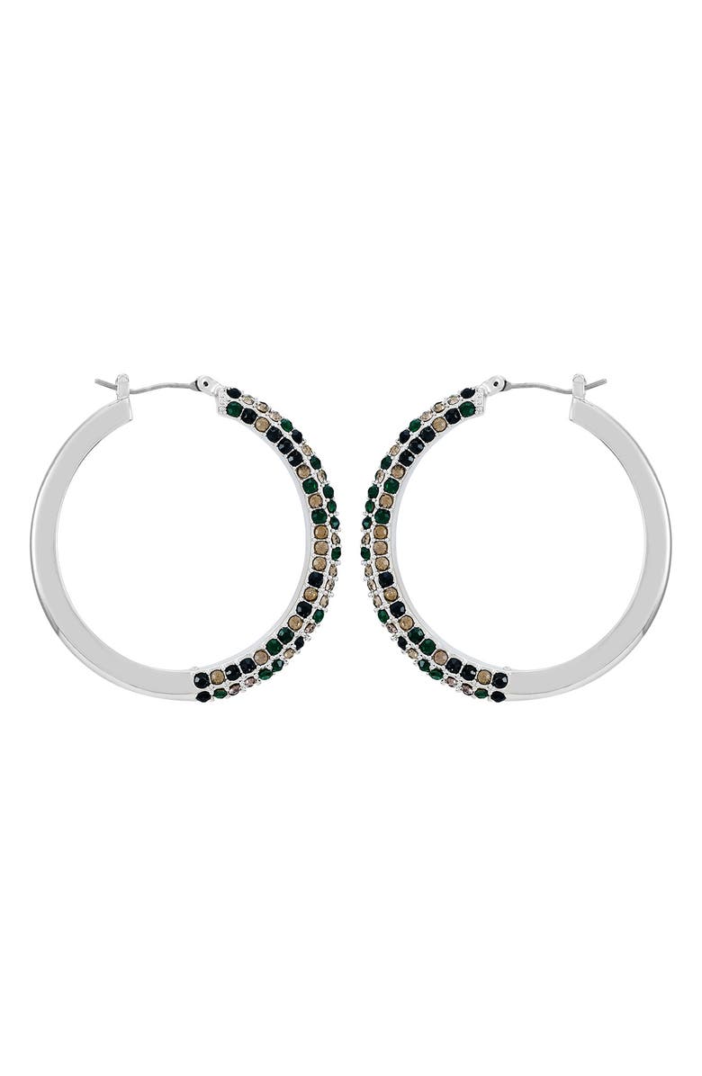 Vince Camuto Pavé Hoop Earrings, Alternate, color, Silver Tone