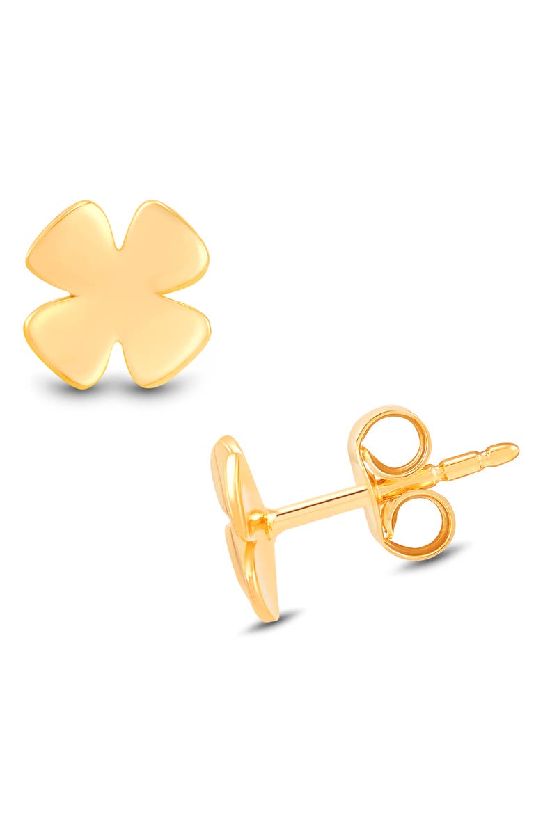 Frankie & Zoe 14K Yellow Gold Four Leaf Clover Stud Earrings, Alternate, color, Yellow Gold