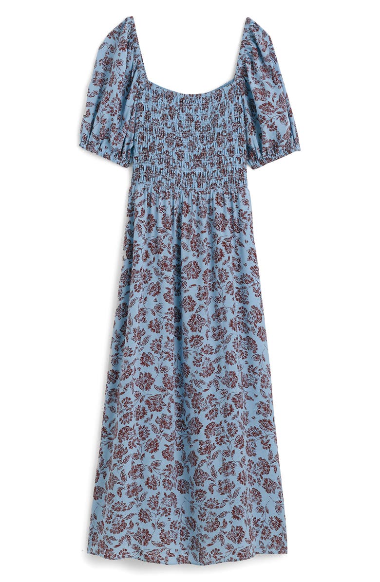 Madewell Floral Smocked Puff Sleeve Dress, Alternate, color, Saylor Floral Light Pool