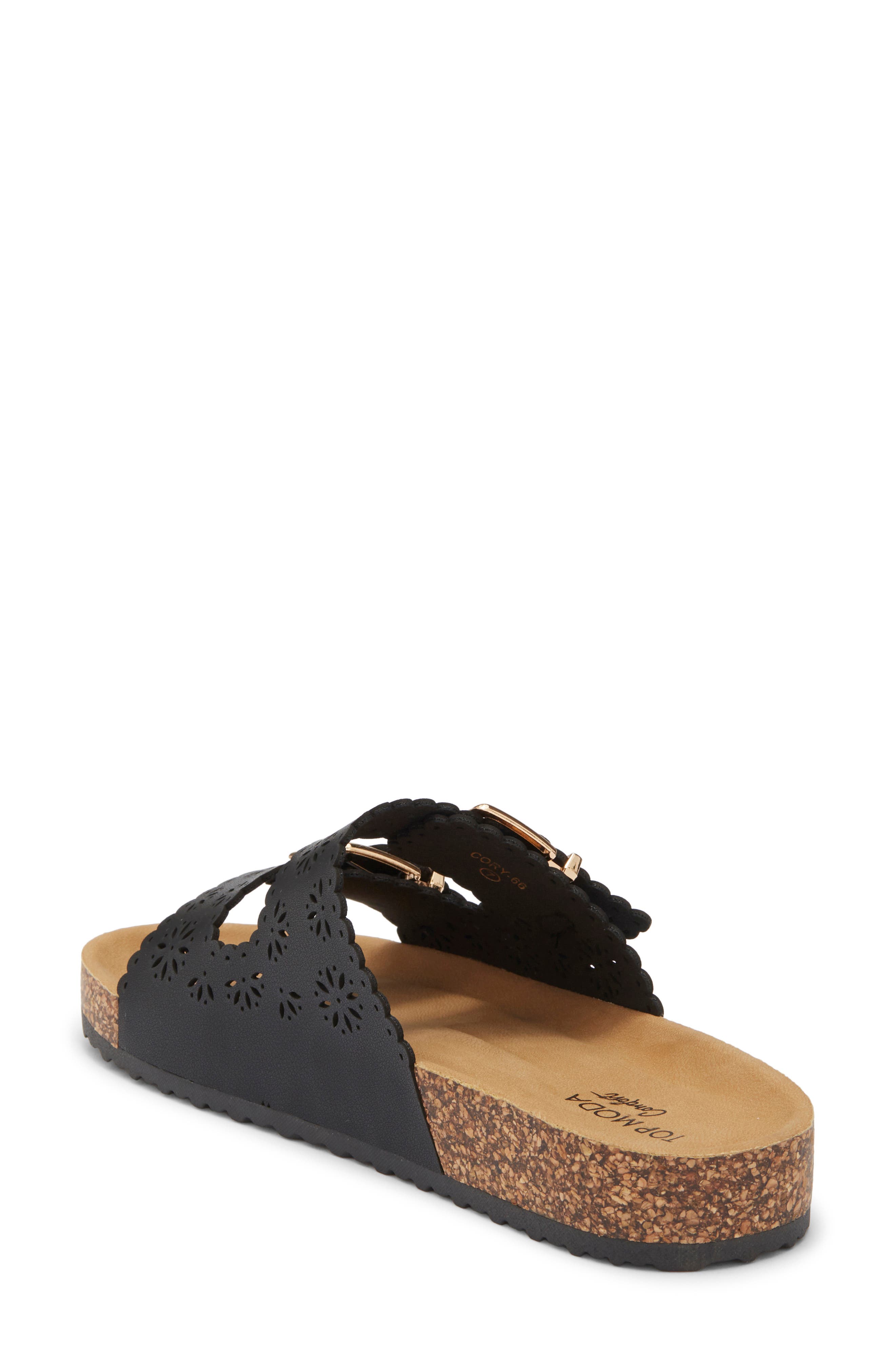 TOP MODA Cory Slide Sandal, Alternate, color, Black Pu