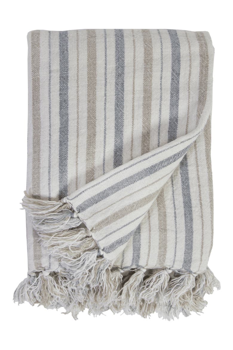 Naples Oversize Linen Throw Blanket, Main, color, OCEAN/NATURAL