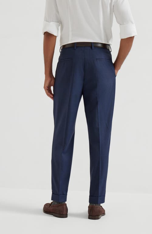 Brunello Cucinelli Prince Of Wales Trousers In Blue