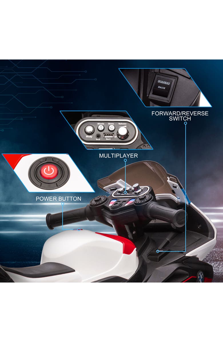 Aosom Licensed BMW HP4 Kids Electric Motorcycle, 3-Wheel, 6V, Music, Alternate, color, Red