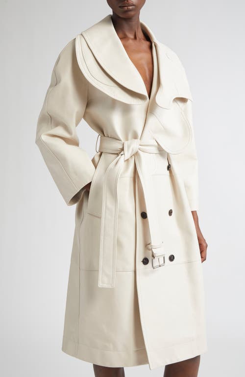 Bottega Veneta Double Breasted Leather Trench Coat