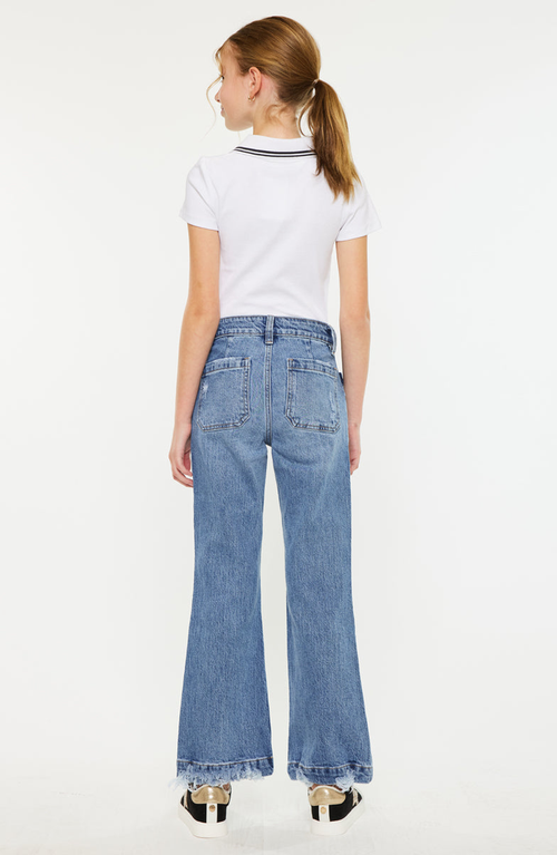 Kancan Sherri High Rise Wide Leg Flare Jeans In Blue