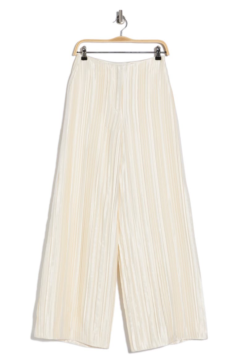 Pleated High Waist Wide Leg Silk Pants, Alternate, color, ANTIQUE IVORY