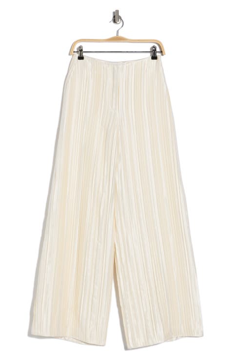 Pleated High Waist Wide Leg Silk Pants