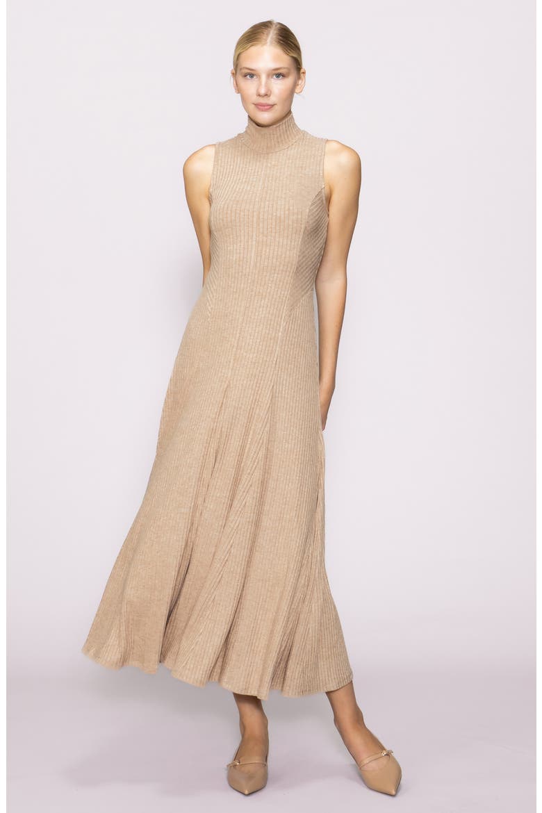 Sleeveless Turtleneck Midi Dress, Alternate, color, BROWN