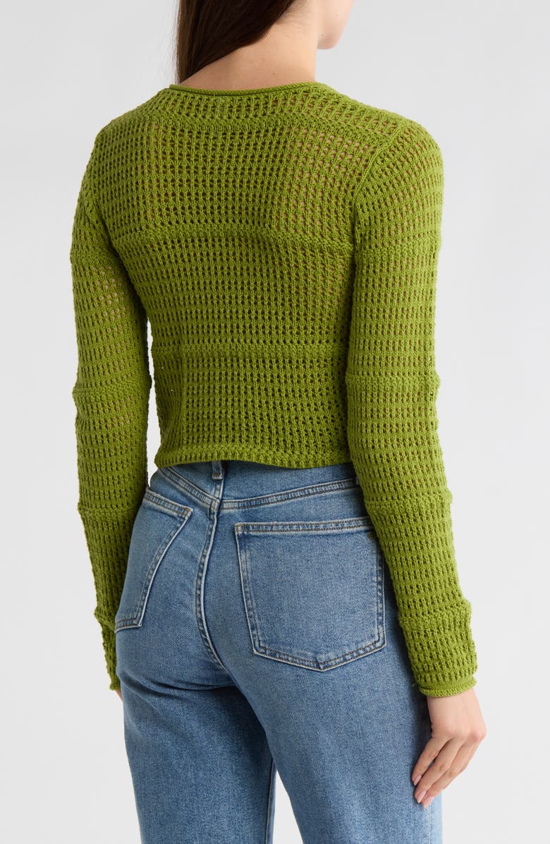 WISHLIST Twist Front Open Knit Cardigan, Alternate, color, Avocado