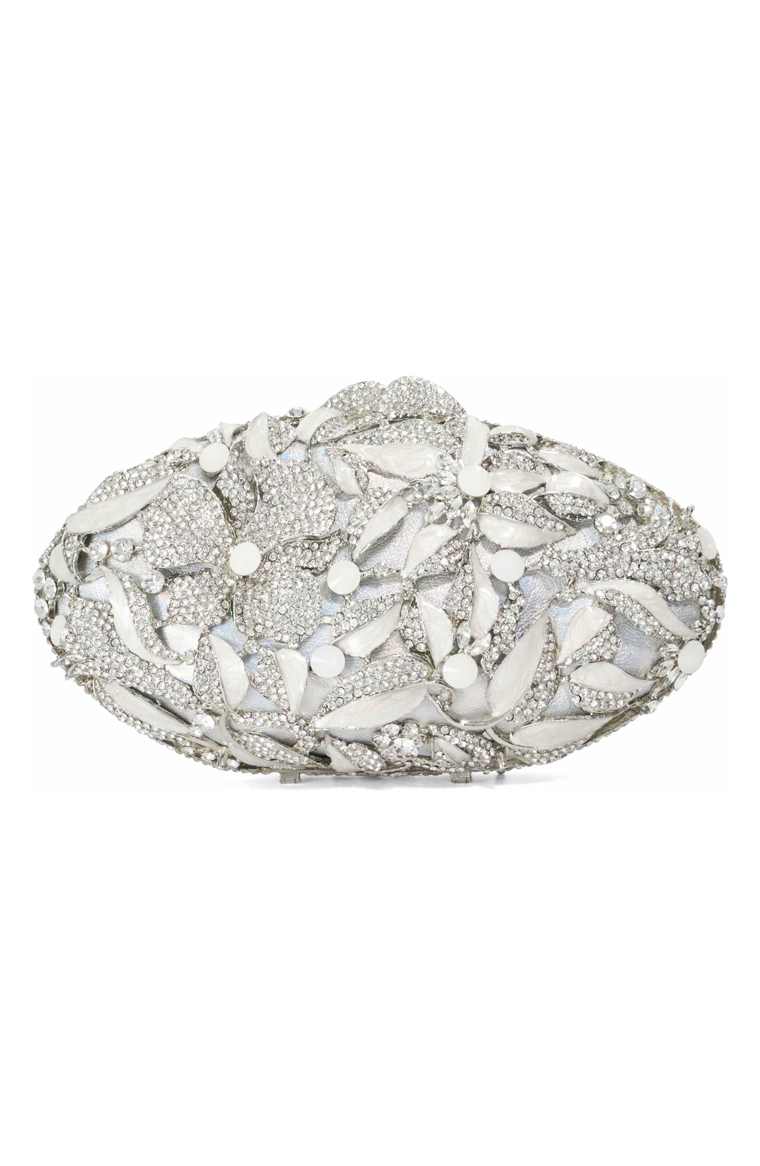 Dune London Brides Crystal Embellished Minaudière, Alternate, color, Silver