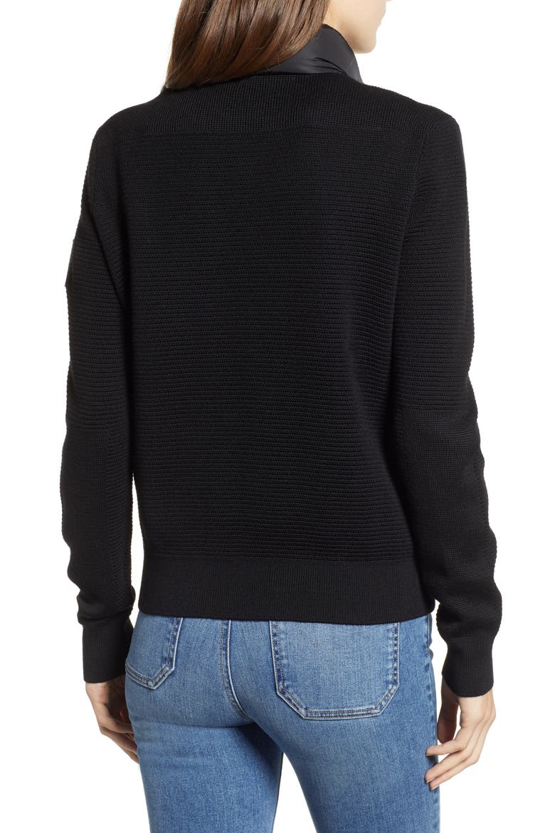 Hybridge Quilted & Knit Jacket, Alternate, color, BLACK