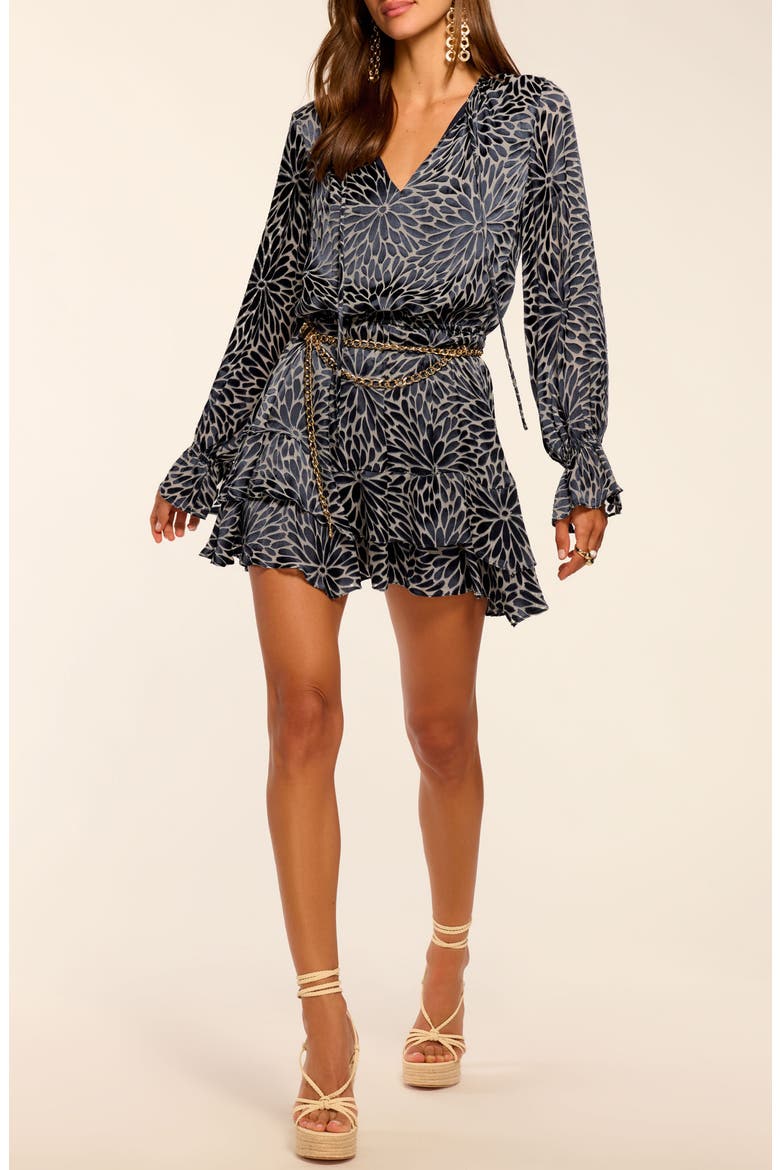 Marianna Burnout Long Sleeve Minidress, Alternate, color, NAVY BURNOUT