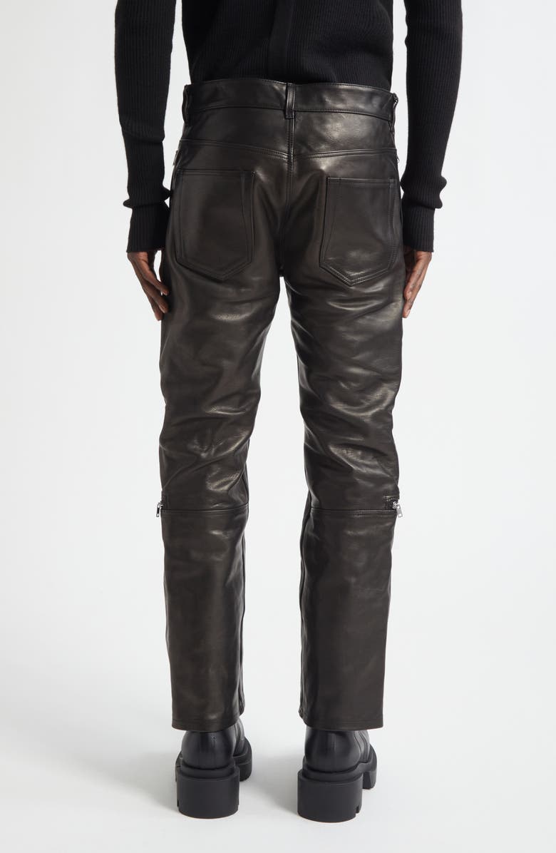 Rick Owens Concordians Headon Leather Jeans, Alternate, color, Black