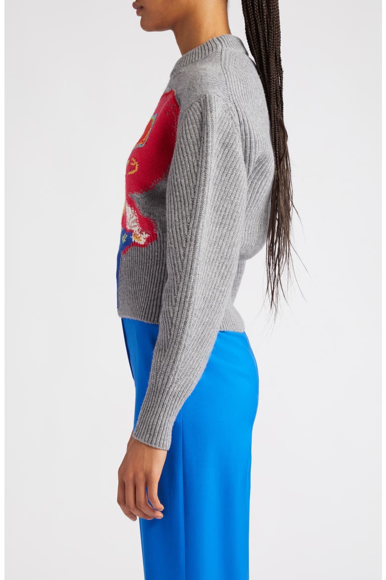 Orchid Intarsia Cocoon Sleeve Crop Wool Sweater, Alternate, color, 1164 GREY/ RED/ YELLOW
