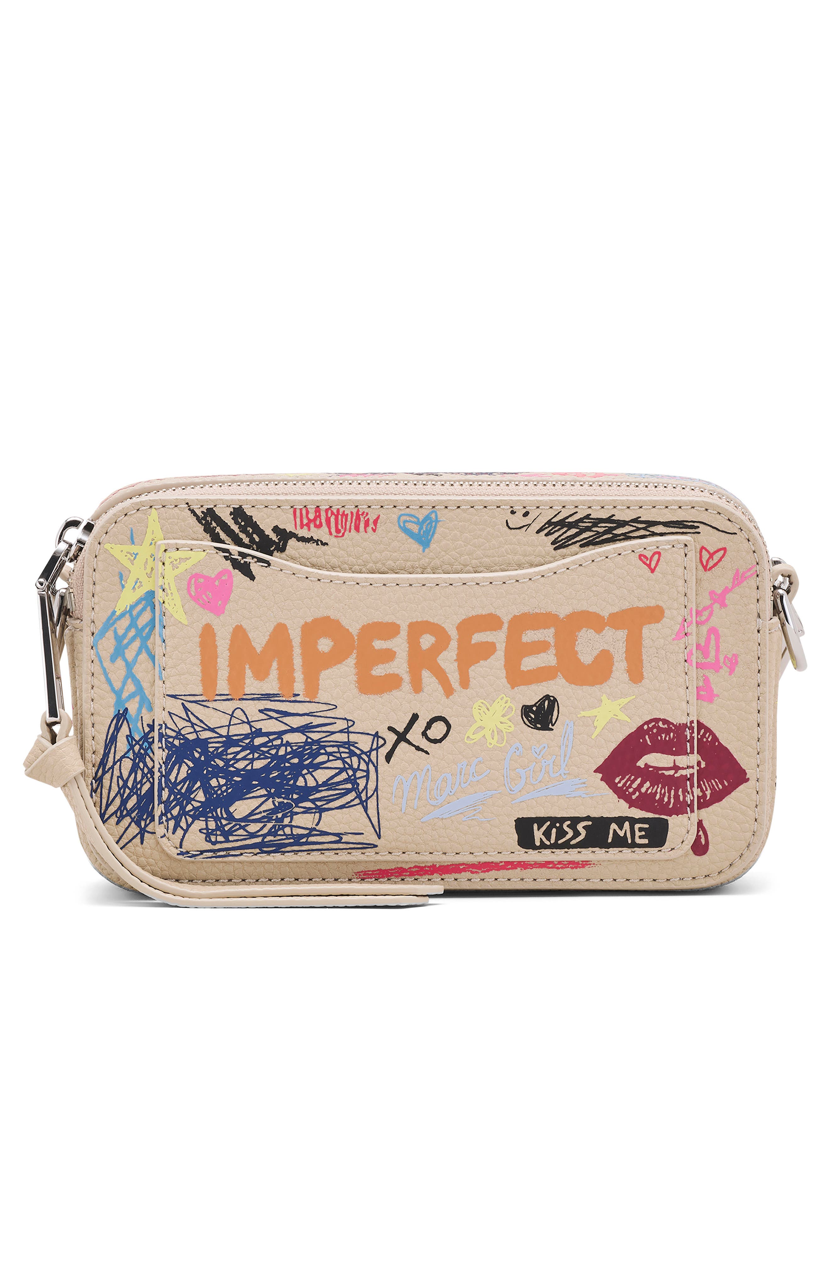 Marc Jacobs The Punk Scribble Snapshot Crossbody Bag, Alternate, color, Beige Multi