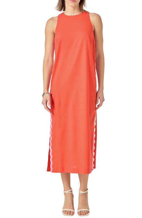Rickrack Trim Sleeveless Midi Dress