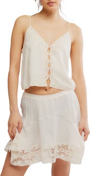 Free People Pieces of You Embroidered Button-Up Camisole